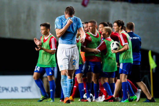 Lasse Nielsen  of Malmö FF looks dejected
