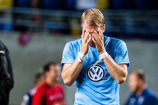 Oscar Lewicki  of Malmö FF looks dejected