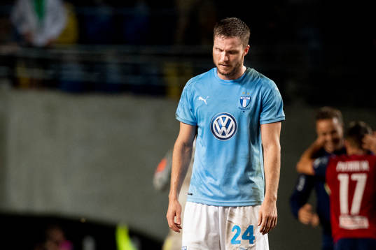 Lasse Nielsen of Malmö FF looks dejected