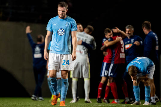 Lasse Nielsen of Malmö FF looks dejected
