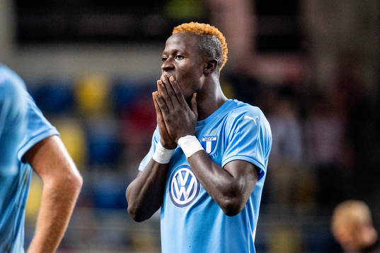 Bonke Innocent of Malmö FF looks dejected