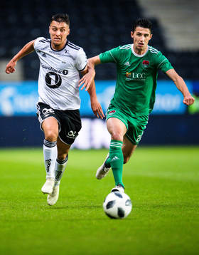 Jonathan Levi of Rosenborg and Shane Griffin of Cork City