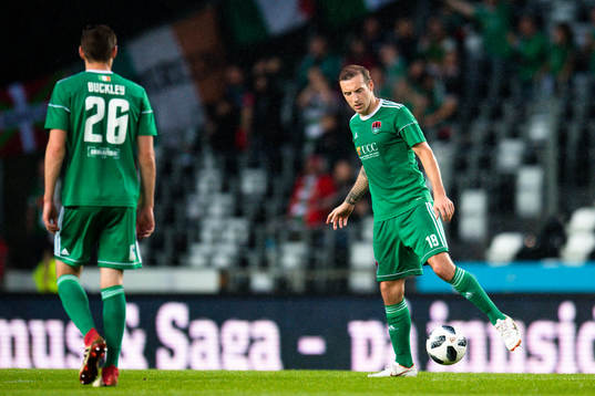 Garry Buckley and Karl Sheppard of Cork City reacts
