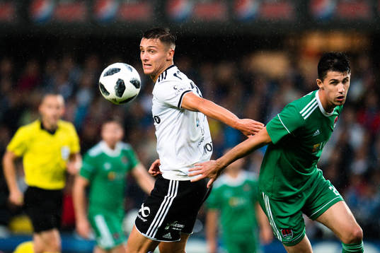 Jonathan Levi of Rosenborg and Shane Griffin of Cork City