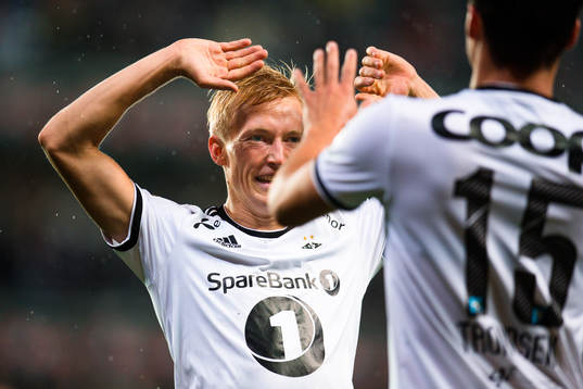 Birger Meling and Anders Trondsen of Rosenborg celebrates