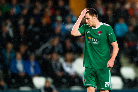 Garry Buckley of Cork City looks dejected in the Europa