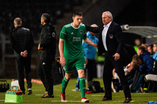 Garry Buckley and John Caulfield, head coach of Cork City,