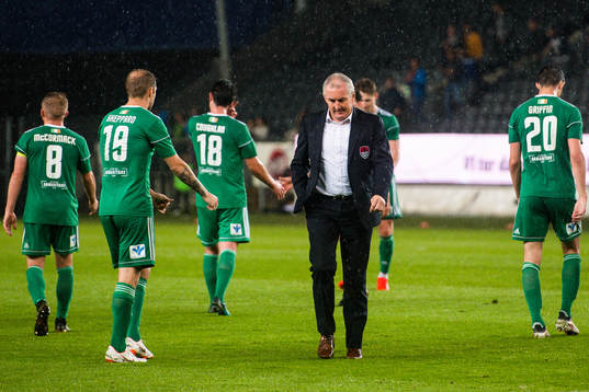 John Caulfield, head coach of Cork City,  looks dejected