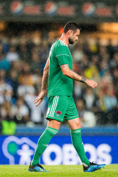 Damien Delaney of Cork City looks dejected in the Europa