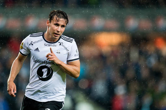 Anders Trondsen of Rosenborg celebrates the 3-0 goal in the