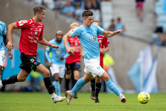 Trelleborgs Jasmin Sudic och Malmö FFs Marcus Antonsson