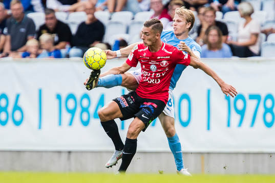 Trelleborgs Felix Hörberg och Malmö FFs Oscar Lewicki