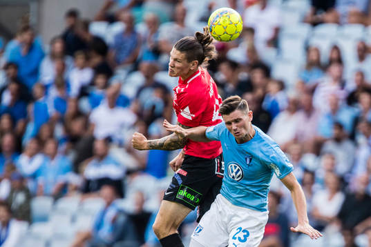 Trelleborgs Isak Jönsson och Malmö FFs Marcus Antonsson