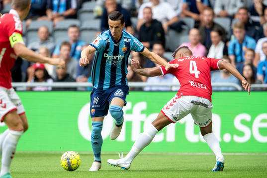 Djurgårdens Haris Radetinac och Kalmars Mikael Dyrestam