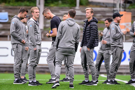 Aalesund players inspecting the field