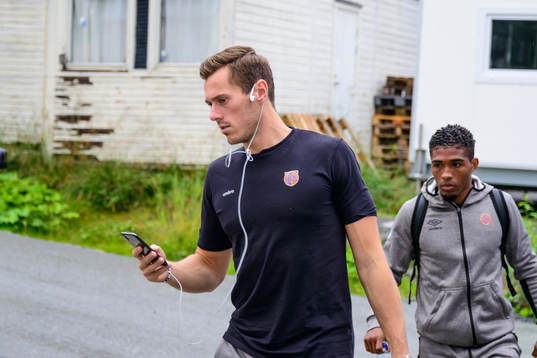 Goalkeeper Tarjei Aase Omenås of Aalesund arriving at the