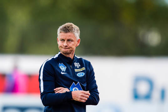 Ole Gunnar Solskjær, head coach of Molde, looks dejected