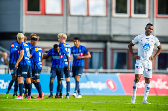 Leke Samson James of Molde looks dejected