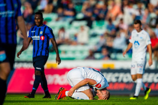Eirik Hestad of Molde looks dejected