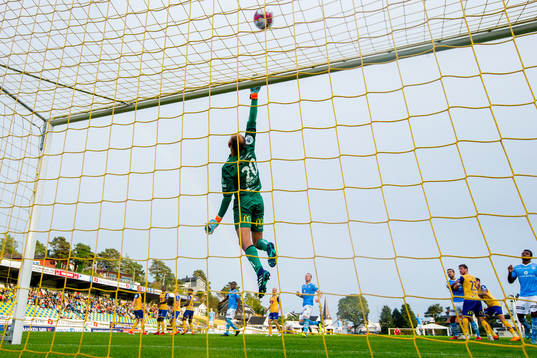 Goalkeeper Øystein Øvretveit of Jerv makes a save