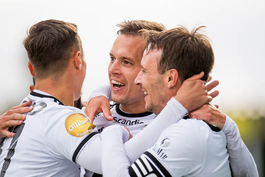 Anders Konradsen and Mike Jensen of Rosenborg celebrate