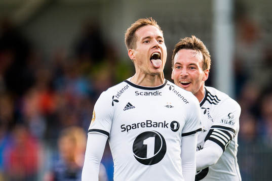 Anders Konradsen and Mike Jensen of Rosenborg celebrate