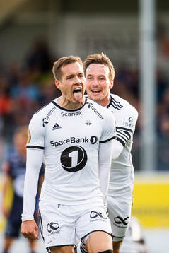 Anders Konradsen and Mike Jensen of Rosenborg celebrate