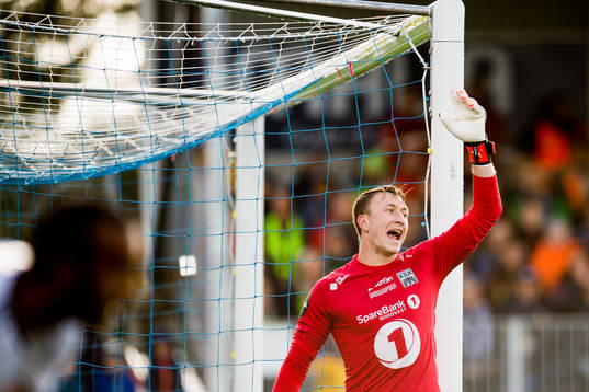 Goalkeeper Sean McDermott of Kristiansund reacts