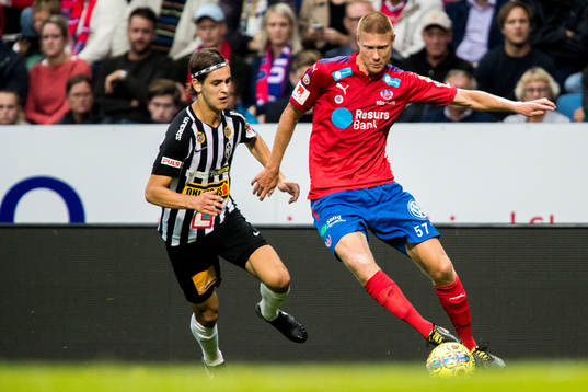 Landskronas Adi Nalic och Helsingborgs Markus Holgersson