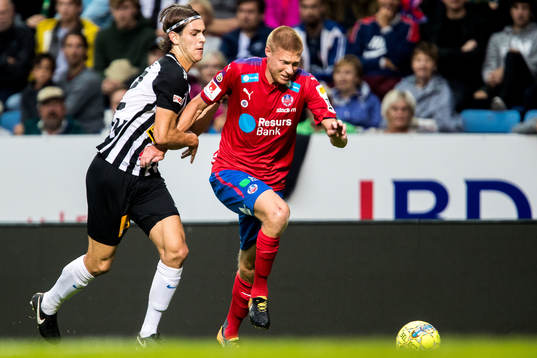 Landskronas Adi Nalic och Helsingborgs Markus Holgersson