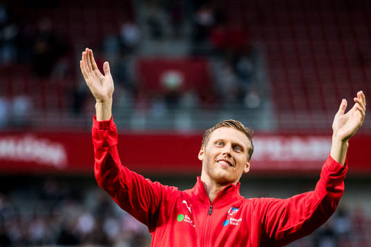 Helsingborgs Andri Runar Bjarnason jublar