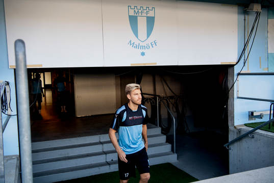 Rasmus Bengtsson of Malmö FF enters the pitch