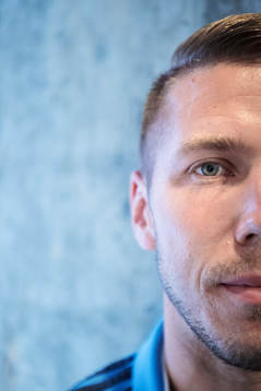 Anton Tinnerholm poses for a portrait at a press event with