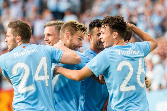 Andreas Vindheim of Malmö FF celebrates the 1-0 goal