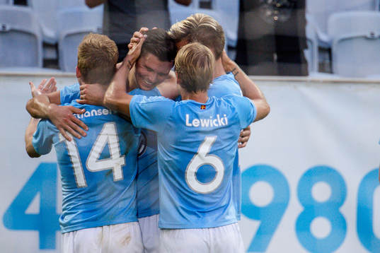 Marcus Antonsson of Malmö FF celebrates the 2-0 goal