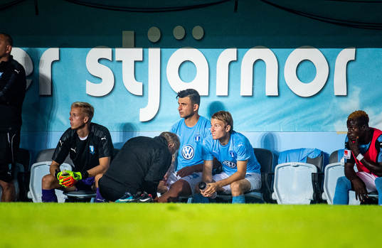 Behrang Safari of Malmö FF is in pain