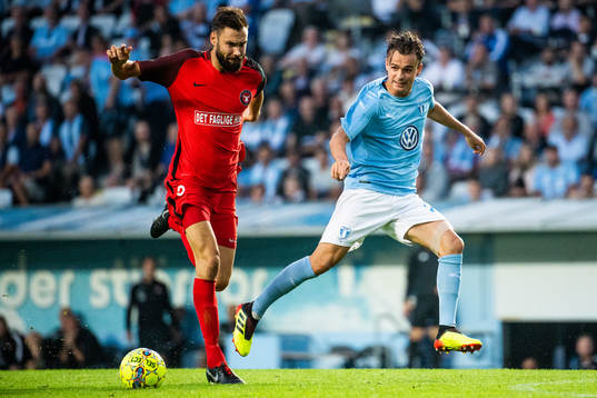 Marc Dal Hende of Midtjylland and Andreas Vindheim of