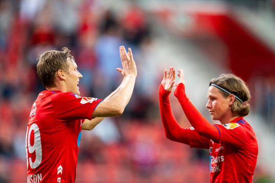 Helsingborgs Andri Runar Bjarnason jublar