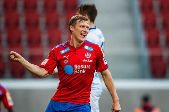 Helsingborgs Andri Runar Bjarnason jublar