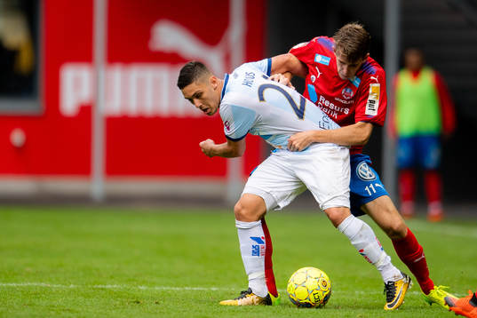 Helsingborgs Adam Eriksson och Gefles Yassin Housni
