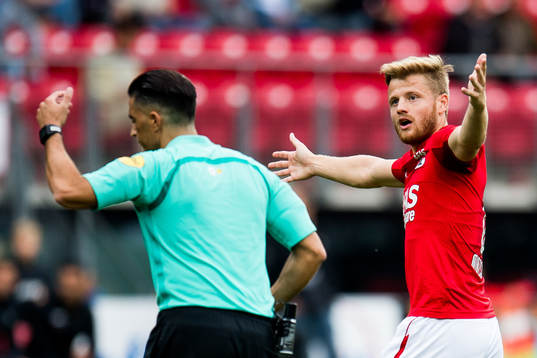 Fredrik Midtsjø of AZ Alkmaar reacts