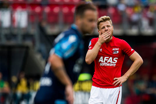 Fredrik Midtsjø of AZ Alkmaar looks dejected