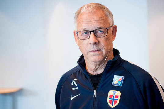 Lars Lagerbäck, head coach of Norway, presents the team