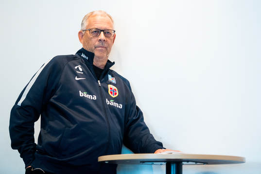 Lars Lagerbäck, head coach of Norway, presents the team
