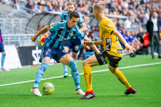 Djurgårdens Haris Radetinac och Elfsborgs Joakim Nilsson