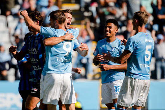 Malmö FFs Marcus Antonsson jublar med Markus Rosenberg