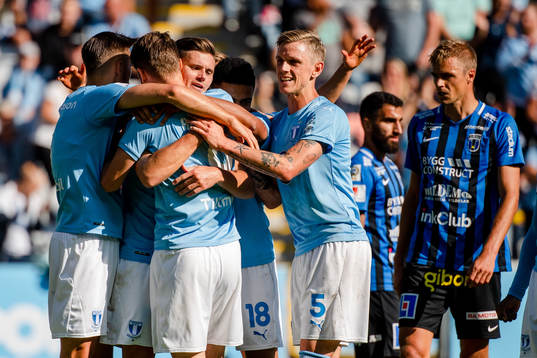 Malmö FFs  Marcus Antonsson jublar med Markus Rosenberg