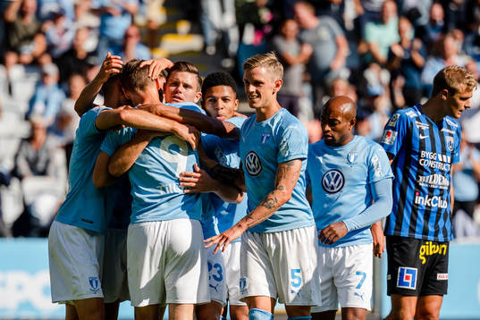 Malmö FFs  Marcus Antonsson jublar med Markus Rosenberg