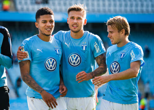 Malmö FFs Romain Gall , Arnór Ingvi Traustason och Oscar