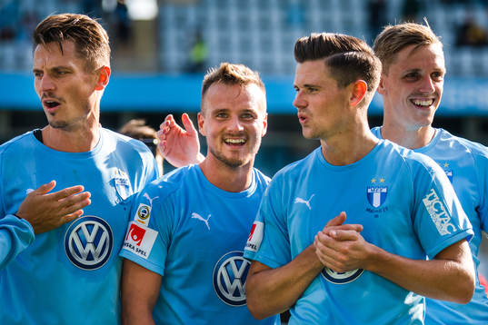 Malmö FFs Markus Rosenberg, Eric Larsson Marcus Antonsson